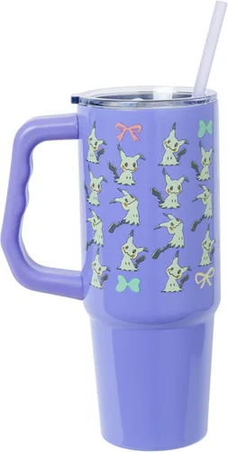 Vista 2 de Silver Buffalo Pokemon Cafe Art Mimikyu Stainless Steel Tumbler, 30oz