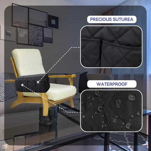 Vista 6 de MEHIDFY Organizador de sillón, organizador de reposabrazos de sofá impermeable, organizador de sillón reclinable antideslizante, soporte para mando