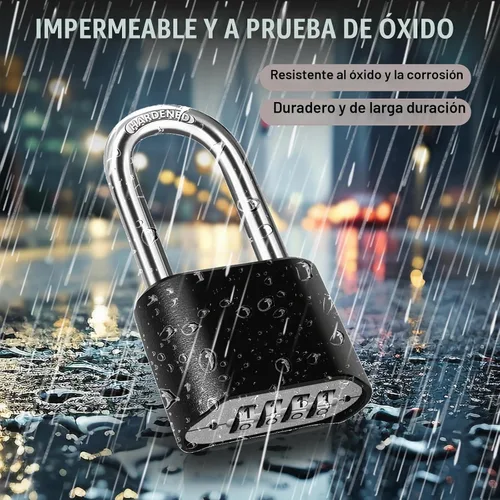 Vista 6 de Cadena resistente y cerradura de combinación para exteriores, cerradura de cadena de puerta con código, candado de grillete largo con cadena