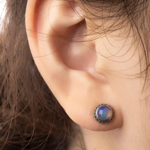 Vista 45 de Aretes de plata de ley con piedra natal de cristal real, joyería para mujer, moda occidental 925, envejecida, bohemia, hecha a mano, el mejor regalo