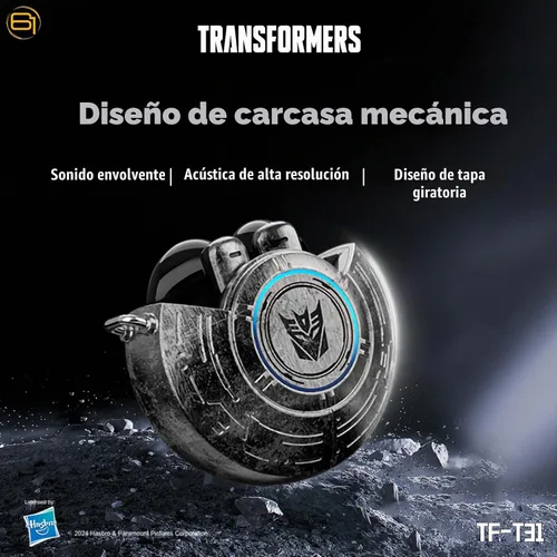 Vista 3 de Transformers Auriculares T31, auriculares inalámbricos Bluetooth para juegos con micrófono, auriculares de baja latencia en los oídos, cancelación