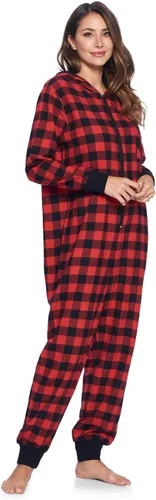 Vista 3 de Ashford & Brooks Mono de pijama de una pieza con capucha de franela para mujer