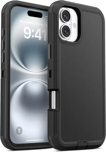 Vista 75 de Jelanry - Funda para iPhone 15 5G, protección resistente, resistente, color negro Dropproof & Dual-Layer Protective Back Cover with Port Anti