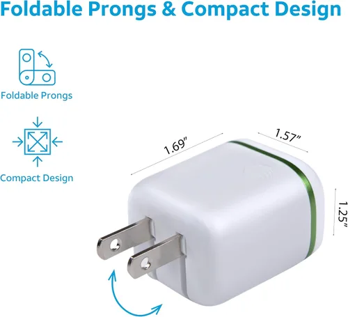Vista 2 de AT&T Cargador de pared USB-C Adaptador de corriente de carga rápida, puntas plegables para viajes, compatible con iPhone, iPad, Samsung Galaxy 20W