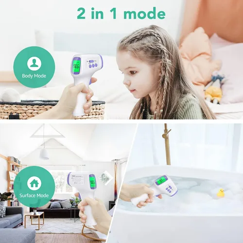 Vista 3 de Termómetro infrarrojo para la frente, termómetro infrarrojo digital sin contacto para adultos, niños, bebés con pantalla LCD digital 3 en 1