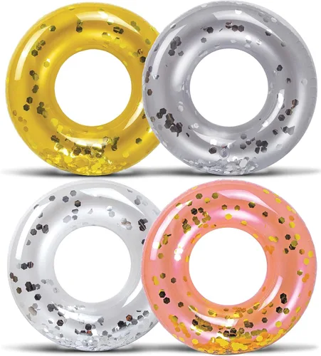 Vista 21 de POZA Flotador de Tubo Inflable para Piscina – Anillo de natación de confeti brillante, Tubo Inflable de Servicio Pesado Resistente a los Rayos UV