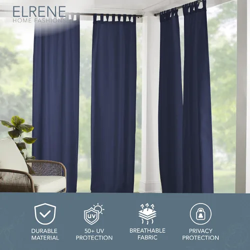 Vista 2 de Elrene Home Fashions 026865643039 - Cortina de ventana para interior/exterior con solapa sólida en la parte superior