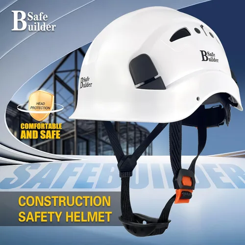Vista 2 de SAFEBUILDER Casco de seguridad industrial con visera Casco duro ABS con visera Ventilación ajustable Casco de construcción Protección para la cabeza