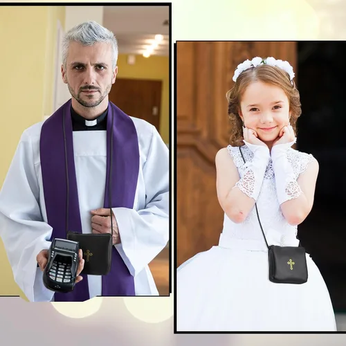 Vista 6 de Funda de cuero para Pyx, estuche de Pyx católico con correa para comunión, sacerdotes anfitriones, diáconos, regalos