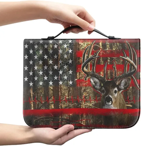 Vista 9 de Bengbobar Fundas para la Biblia con diseño de guepardo de la bandera estadounidense, funda impermeable para libros para mujeres y hombres, funda