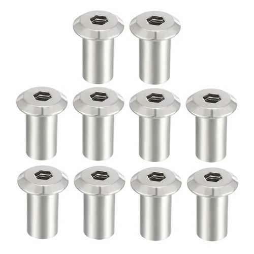 Vista 6 de uxcell M8x20mm Hex Socket Head Insertar Tuerca Tornillo Post Manga Tuerca para Muebles 10pcs