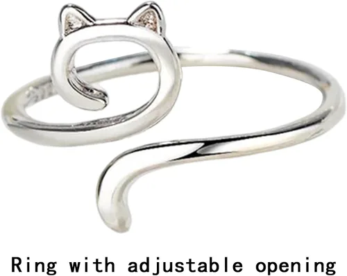 Vista 6 de Anillo de hilo de orejas de gato y gatito, tamaño ajustable, anillo de ganchillo para principiantes, tejer, regalo de ganchillo, herramienta