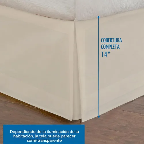 Vista 3 de Rodapié de popelina a medida para cama de Fresh Ideas, 14 pulgadas Marfil