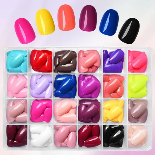 Vista 6 de 576 piezas de uñas postizas ovaladas a presión, kit de uñas postizas cortas