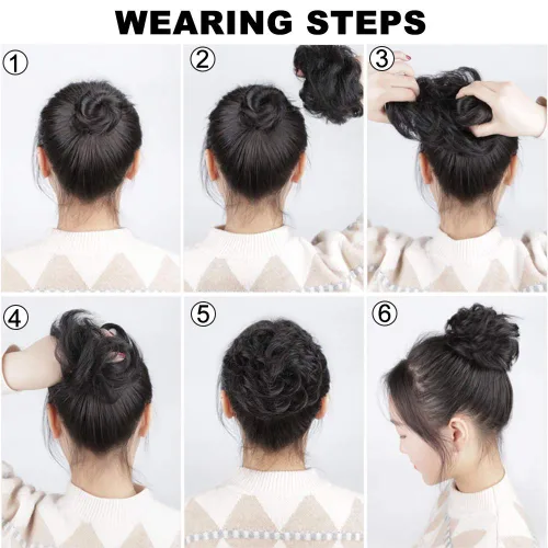 Vista 5 de 2 coleteros de pelo para mujer, moño desordenado, extensiones de moño sintético (86H10# rubio y marrón medio)