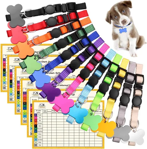 Vista 8 de Collares mejorados para cachorros de camada, collares de identificación para cachorros, suministros de parto, collares de nailon suave separables