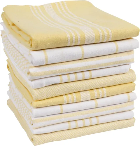 Vista 12 de KAF Home Soho - Juego de 10 toallas de cocina Toallas de té de 18 x 28 pulgadas Juego mixto suave y absorbente de toallas planas (beige)