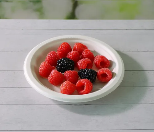 Vista 4 de CantaGreen Platos de postre pequeños compostables de 6 pulgadas, 100 platos de papel desechables biodegradables de caña de azúcar/bagazo y fibra