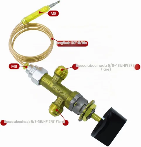 Vista 2 de MENSI Kit de válvula de control de seguridad de baja presión para chimenea de gas propano GLP, fogata, falla de llama, con ajuste