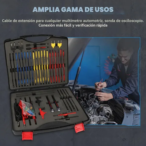 Vista 7 de Kit de cables de prueba de circuito automotriz de 110 piezas, kit de cables de multímetro, herramientas de diagnóstico automático multifunción