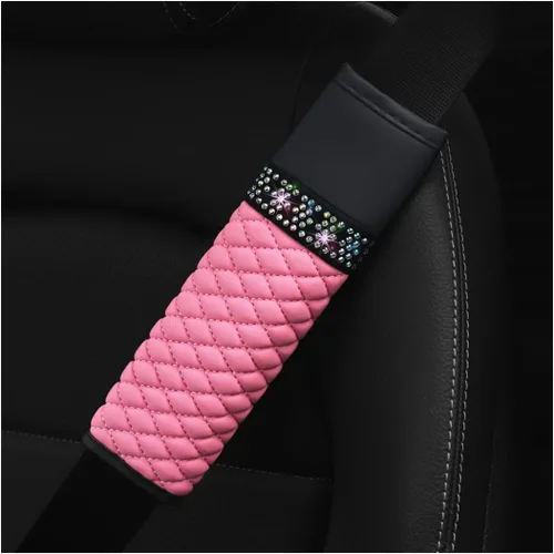 Vista 12 de AICEL - Juego de 2 fundas para cinturón de seguridad de auto, correa de hombro con brillo de strass para una conducción más cómoda, almohadillas