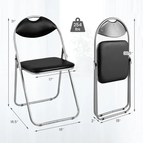 Vista 3 de Nightcore Paquete de 4 sillas plegables, sillas de comedor plegables con asientos y respaldo acolchados, asas de transporte apilables con marco
