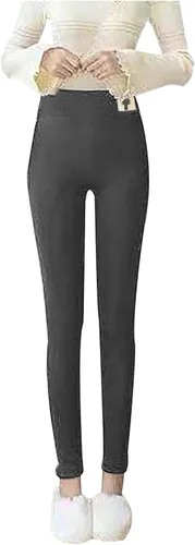 Vista 3 de Ayolanni Leggings cálidos para mujer, de terciopelo grueso, con forro polar, ajustados, de tiro alto, pantalones térmicos ajustados