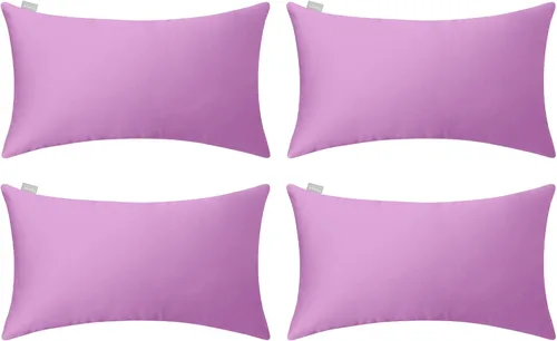Vista 61 de Thmyo - Paquete de 4 fundas de almohada decorativas de 100 % algodón para lumbar, cómodas, sólidas, para Navidad/Halloween, fundas de cojín Blanco
