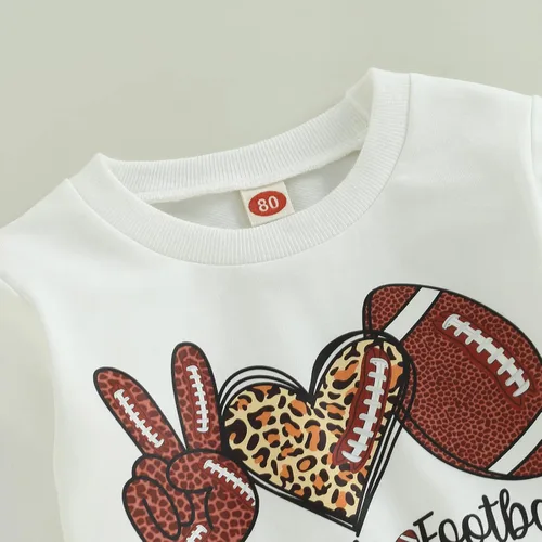 Vista 4 de Ropa de fútbol para bebé niña, juego de manga corta, mameluco de manga corta, pantalones acampanados de rugby, diadema