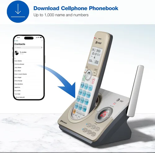 Vista 8 de AT&T DL72219 DECT 6.0 - Teléfono inalámbrico de 2 auriculares para el hogar con conexión a celular, bloqueo de llamadas, pantalla retroiluminada