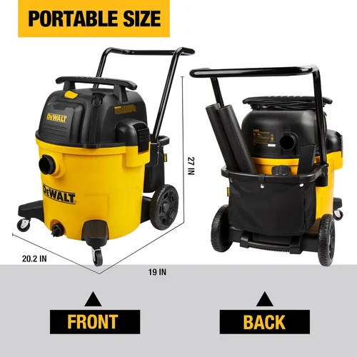 Vista 3 de DEWALT DXV14P Aspiradora para tienda en húmedo y seco de 14 galones, aspiradora en húmedo y seco de 6 HP con 110 CFM de potente succión, amarilla