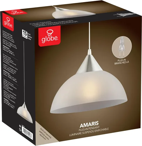 Vista 7 de Globe Electric Amris Portalámparas colgante con enchufe, de 1 luz, de 11", 64413, 60.0watts, 120 volts