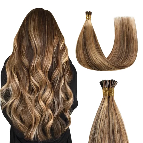 Vista 11 de Sunya - Extensiones de cabello humano con punta en I de 14 pulgadas, color negro azabache, extensiones de cabello humano con punta en I, extensiones