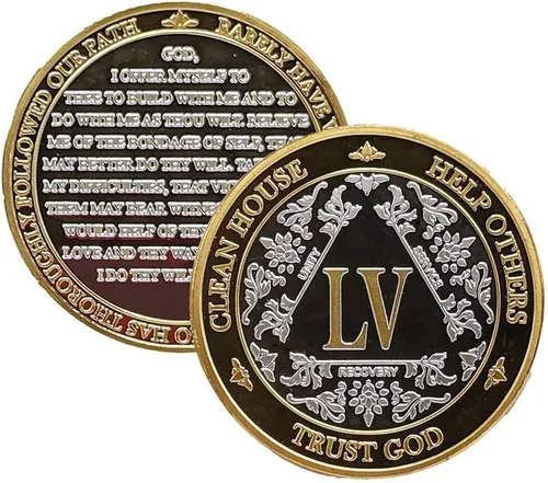 Vista 7 de Silver & Gold - Medallón de Alcohólicos Anónimos de 1 a 60 años (10 años (X)) Cápsula AA incluida
