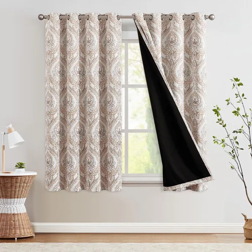 Vista 31 de jinchan Cortinas de lino texturizadas para oscurecer la sala de estar, 54 pulgadas de largo, cortinas de medallón para dormitorio, tratamientos