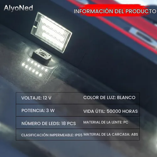 Vista 6 de AlyoNed - Luz LED para Placa de Matrícula, Compatible con Dodge Durango 2014-2022, Camioneta, Lente Transparente, 6500K Blanco