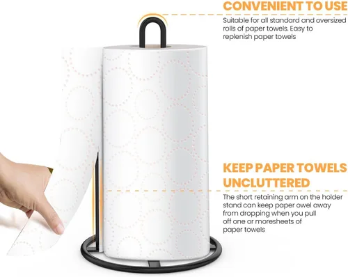 Vista 3 de Soporte para toallas de papel, soporte de rollo de cocina negro para organizar rollos de cocina