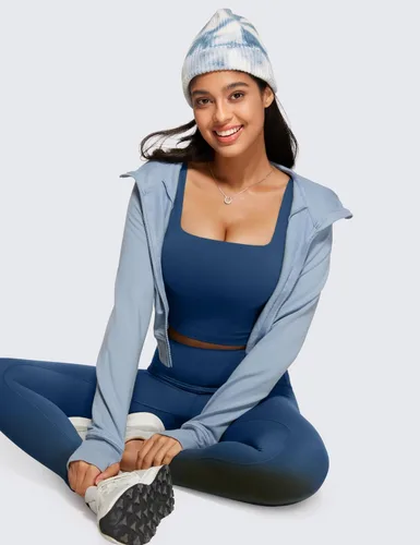 Vista 3 de CRZ YOGA Butterluxe - Brasier deportivo de cuello cuadrado para mujer, camiseta corta sin mangas acolchada con estante integrado para yoga