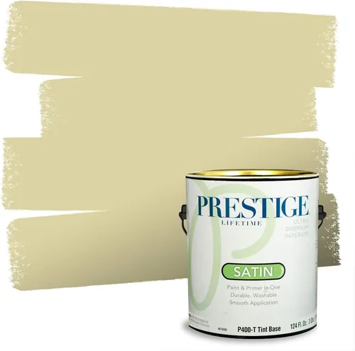 Vista 133 de PRESTIGE Pinturas de pintura exterior e imprimación en uno, 1 galón, plano, combinación comparable de Benjamin Moore* Manzanilla*