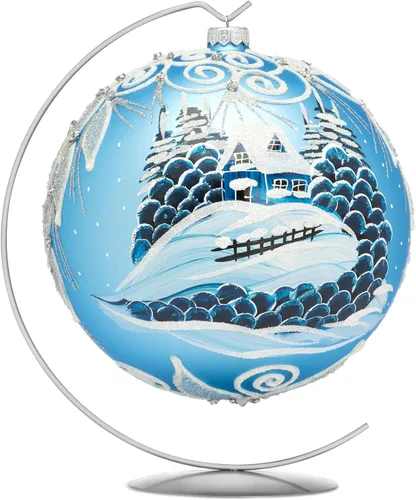 Vista 32 de Adorno de Navidad de Polish Gallery, Explosión Invernal, Bola de Vidrio Soplado (Oro, 6-pulgadas Ø/150mm)