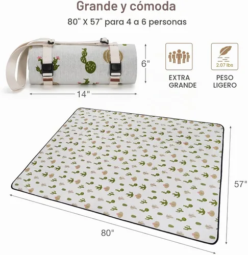 Vista 6 de WILLOW WEAVE Mantas de picnic lavables Alfombra de playa sin arena impermeable Mantas de camping Mantas de emergencia Accesorios de cestas