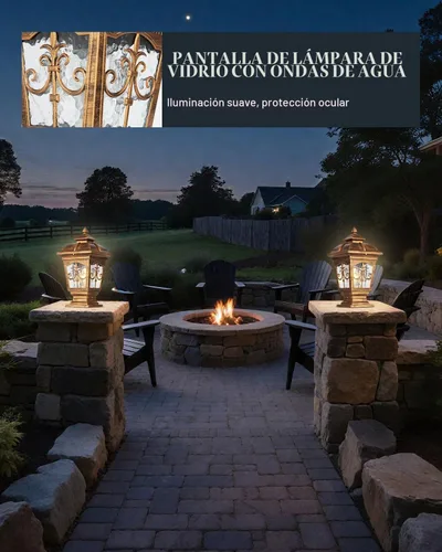 Vista 4 de Paquete de 2 luces de poste para exteriores, luces de columna de aluminio bronce impermeables