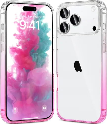 Vista 3 de JJGoo - Funda compatible con iPhone 17 Pro, funda transparente a prueba de golpes, funda protectora delgada con parte trasera de policarbonato duro