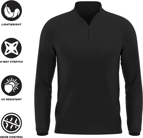 Vista 4 de Official NCAA Collegiate Men's Active Sport Quarter Zip Pullover, Left Chest Logo Black Collection