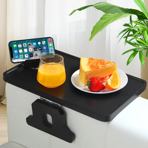 Vista 13 de Bandeja de brazo de sofá de madera tallada de bambú, bandeja de reposabrazos de sofá de tamaño normal de 11.8 x 8.6 pulgadas, no requiere
