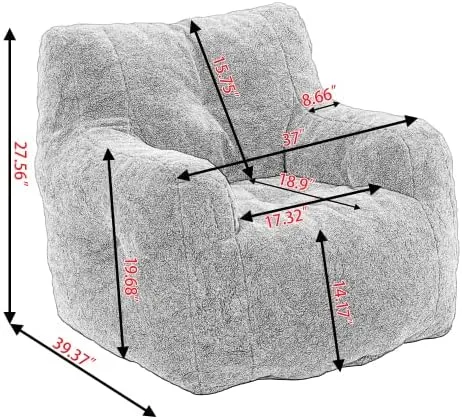 Vista 2 de anwickjeff Sillones puf, puf de relleno suave copetudo con relleno, sofá perezoso esponjoso, tumbona imperial gigante para dormitorio, sala de estar