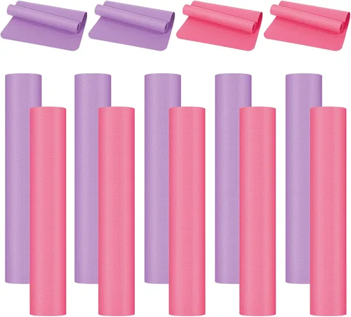 Vista 12 de Paquete de 10 esterillas de yoga a granel, 68' x 24' x 4mm de espesor Esterillas de yoga para niños y adultos, paquete de esterillas de gimnasio
