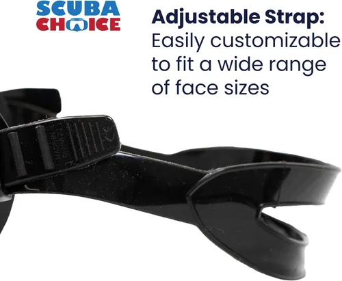 Vista 4 de Scuba Choice Silicone Dive Mask – Dual Tempered Glass Lenses with Mirror Coating, Adjustable Black Skirt & Strap, Snorkeling Diving Mask, Fits Most
