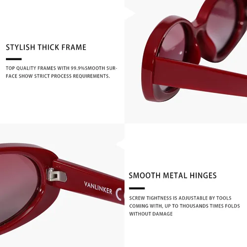 Vista 4 de VANLINKER Polarized Retro Oval Sunglasses for Women and Men Small 90s Style VL9580