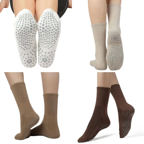 Vista 3 de Toes Home Calcetines de agarre para mujer, calcetines antideslizantes para pilates, yoga, calcetines para barre hospital, entrenamiento, calcetines